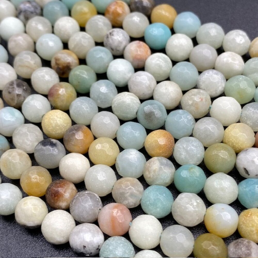 6mm Faceted Amazonite Genuine Semi Precious Natural Gemstone Bead Strand
